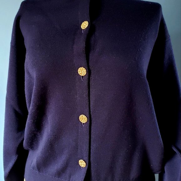 Navy Blue Burberry Sweater/Size 44 - Picture 2 of 16